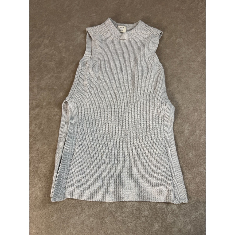 Wilfred Womens Merino Wool Sleeveless Side Slit Knit‎ Pullover Gray Dress XS